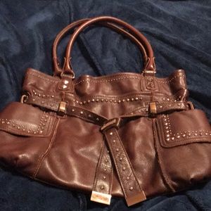 B. Makowsky brand soft brown leather handbag